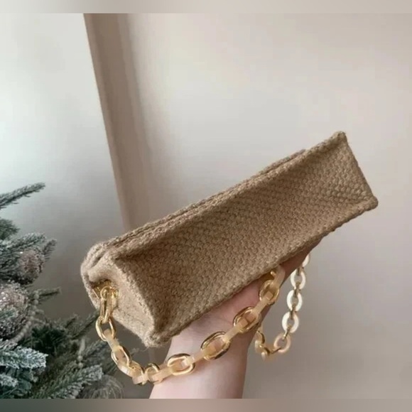 Dior Beauty Rafia Handbag Jute Bag Natural NIB W/ Chunky Chain - Picture 8 of 13